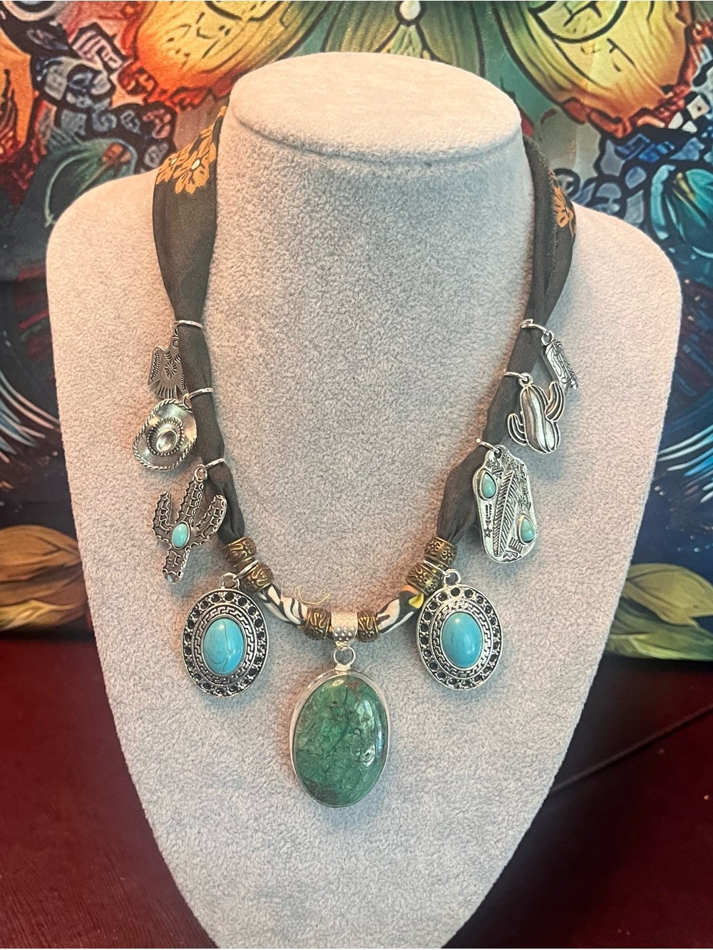 Boho Turquoise and Ruby Zoisite Statement Necklace - Women Jewelry